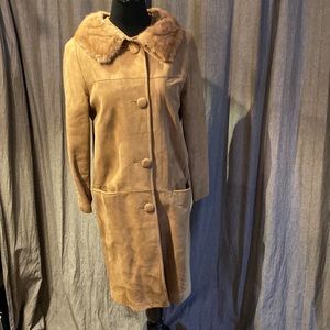 Vintage Suede Coat with Fur Collar